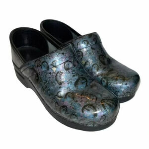 Dansko 36(5.5-6)‎ black metallic raindrop clogs Nurse Comfortable